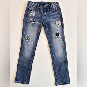 Miss Me Ankle Skinny Patched Embellished Jeans 12